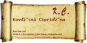 Kovácsi Cipriána névjegykártya